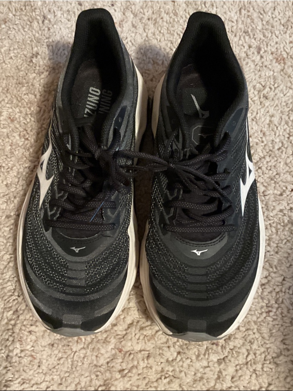 Mizuno Black and White Athletic Running Shoes